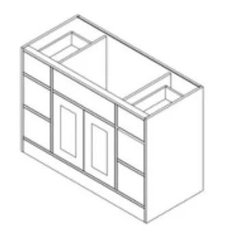 Shaker Inset Vanity Sink Base Drawers Both Sides (White)