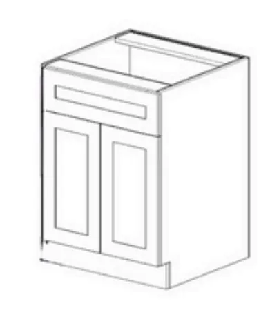 Shaker Base Cabinet Double Door 2 Door 1 Drawer (White, W24)