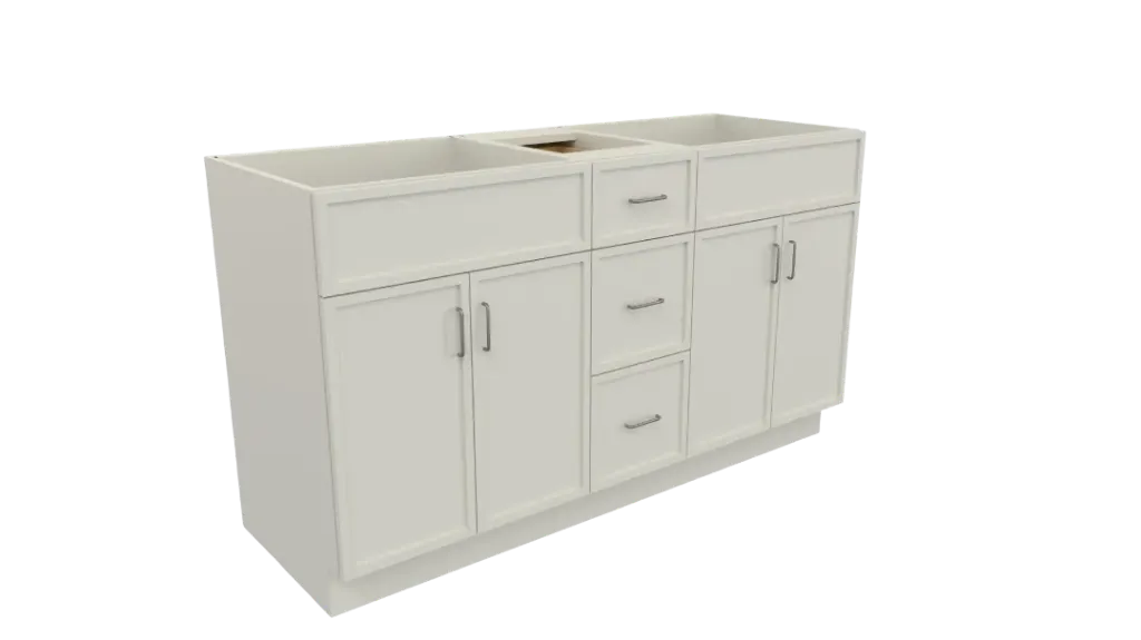 Slim Shaker Vanity Double Sink with Drawers (White)