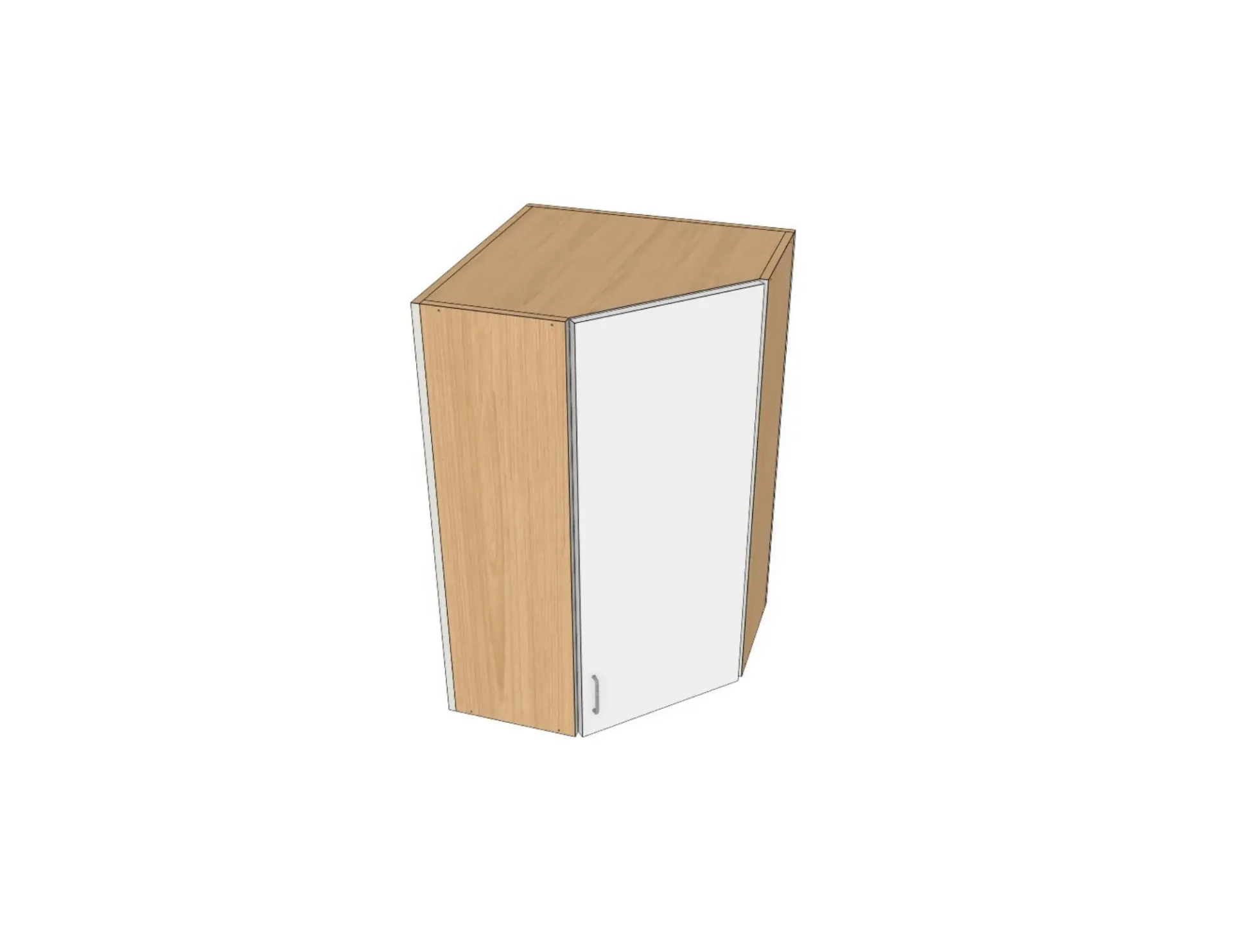 Diagonal Corner Wall Cabinet (Two, White Gloss, H30)