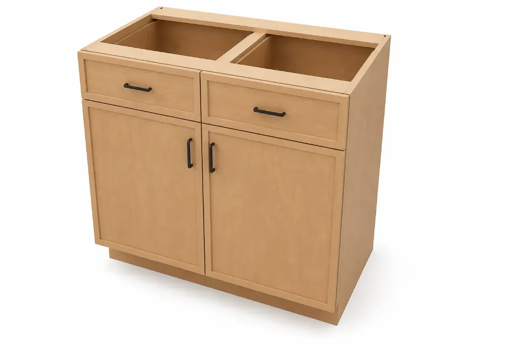 Slim Shaker Base Cabinet Double Doors 2 Door 2 Drawer