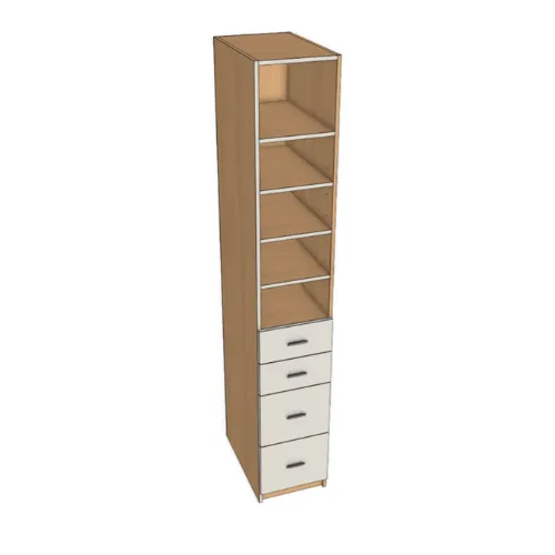 Closet 4 Drawer Base 5 shelves (W12, D24)