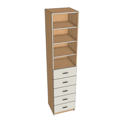 Closet 5 Drawer Base 4 shelves (W12, D24)