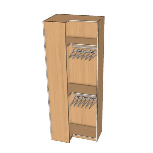 Closet Corner Right Double Hanger 1 Top Shelf (W36, D12)